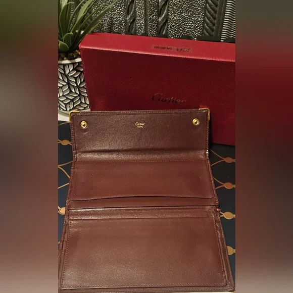 Vintage Cartier Signature Trifold Kisslock Checkbook Holder Wallet - Picture 8 of 12